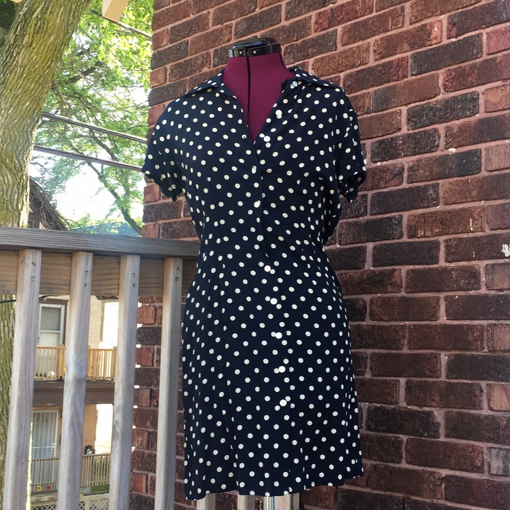 Vintage limited navy blue button down dress
